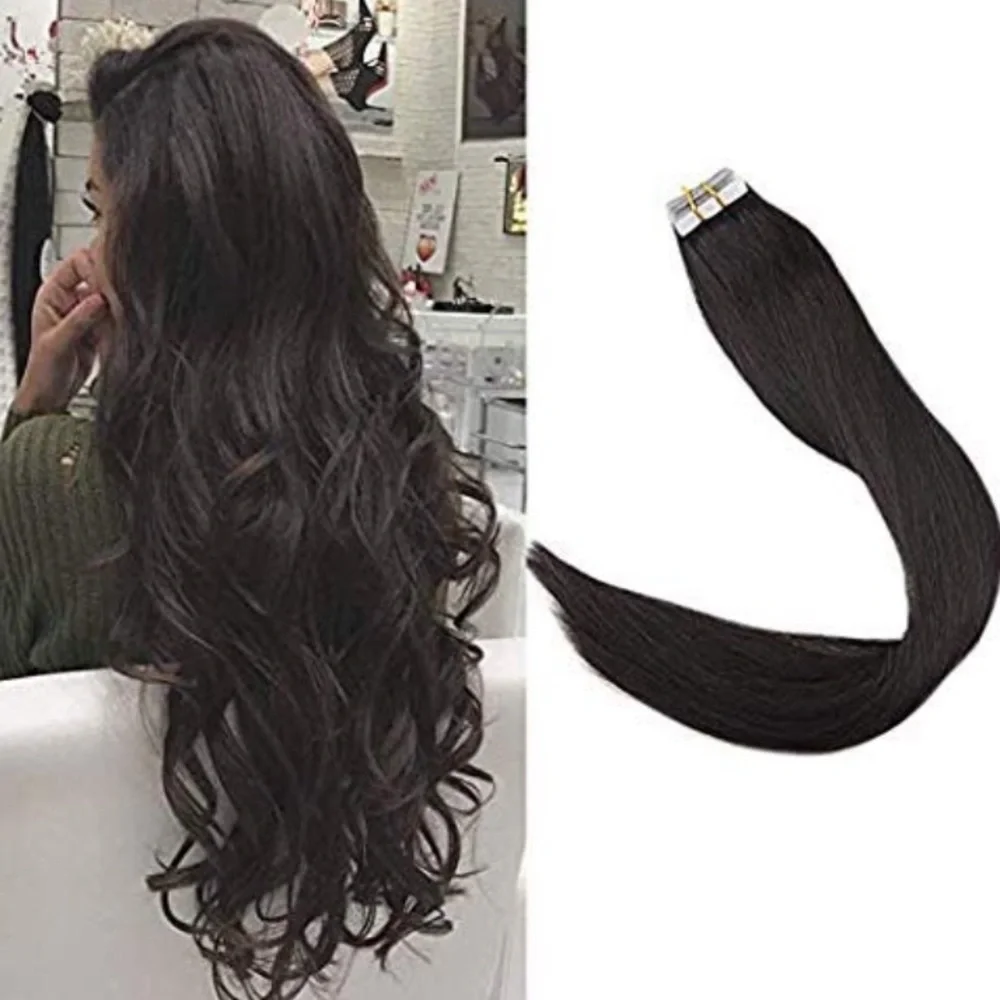 ✨ 4 22” #1B NATURAL BLACK HUMAN HAIR TAPE INS *NWT*